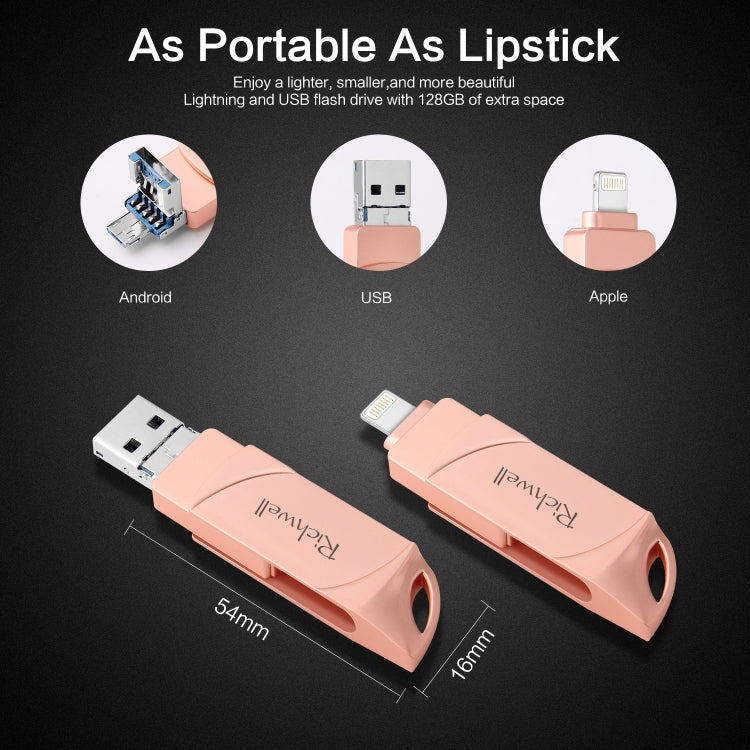 Richwell  DXZ64 USB Flash  Disk 64G 3 in 1  Micro USB + 8 Pin + USB 3.0 Compatible IPhone & IOS(Black)