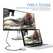 USB Type C to VGA 3-in-1 Hub Adapter supports USB Type C tablets and laptops for Macbook Pro / Google ChromeBook(Silver)