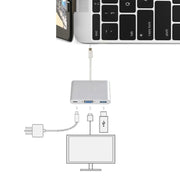 USB Type C to VGA 3-in-1 Hub Adapter supports USB Type C tablets and laptops for Macbook Pro / Google ChromeBook(Silver)