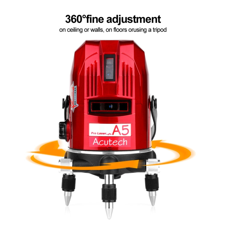 A5 Laser Level 2~5 Line Red Beam Line 360 Degree Rotary Level Self-leveling Horizontal&Vertical Available Auto Line Laser Level