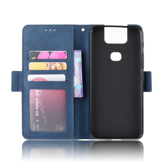 Wallet Style Skin Feel Calf Pattern Leather Case For Asus Zenfone 6 ZS630KL,with Separate Card Slot(Blue)