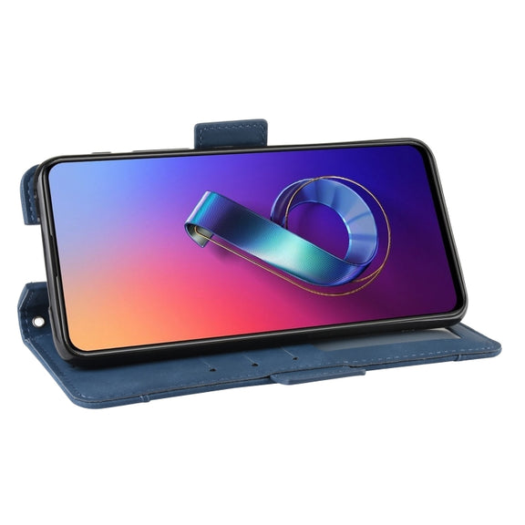 Wallet Style Skin Feel Calf Pattern Leather Case For Asus Zenfone 6 ZS630KL,with Separate Card Slot(Blue)