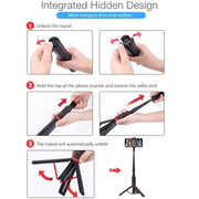 M18 Portable Selfie Stick Remote Control Mobile Phone Holder(White)