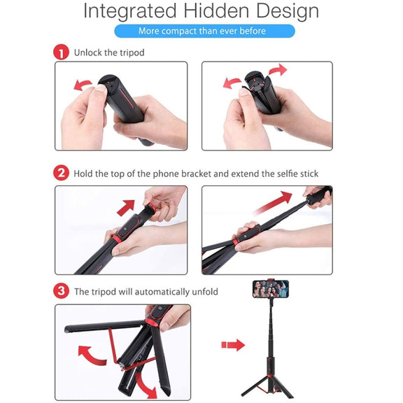 M18 Portable Selfie Stick Remote Control Mobile Phone Holder(Black Tarnish)