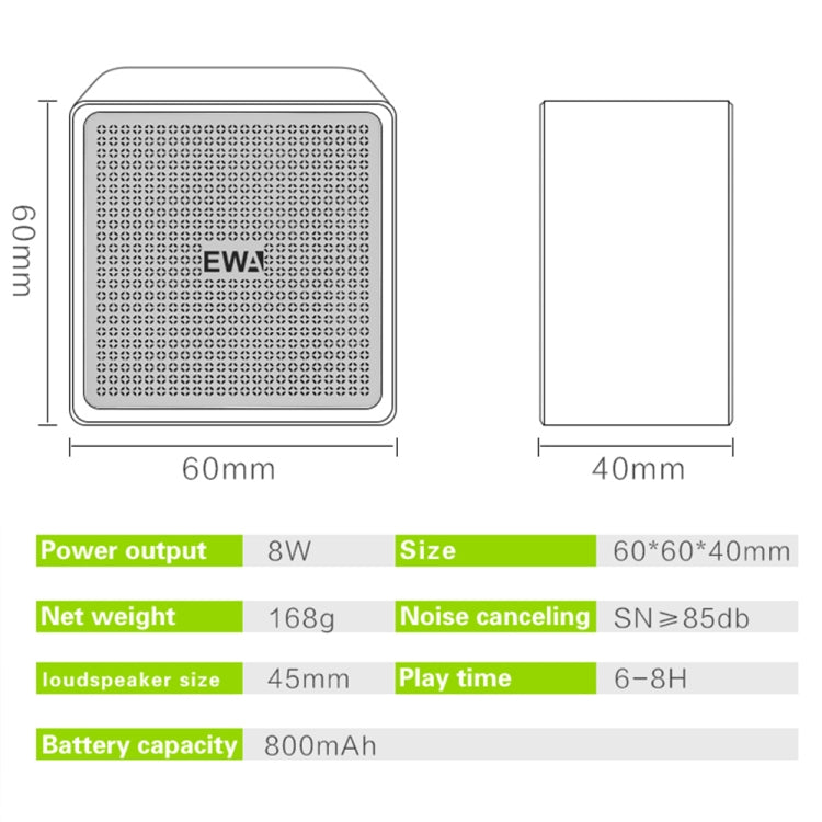 EWA A105 High Hidelity Bluetooth Speaker, Small Size High  Power Bass, TWS Bluetooth Technology Support TF(Gold)