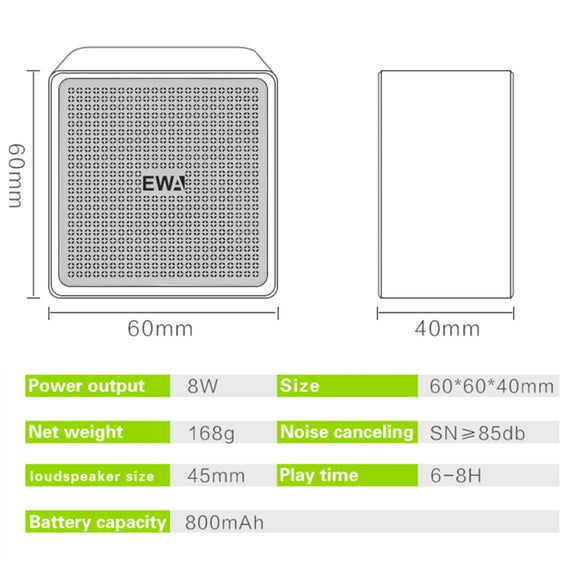 EWA A105 High Hidelity Bluetooth Speaker, Small Size High  Power Bass, TWS Bluetooth Technology Support TF(Blue)