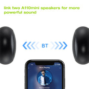 EWA A110mini High Hidelity Bluetooth Speaker Small Size High Power Bass, TWS Bluetooth Technology, Support TF(Black)