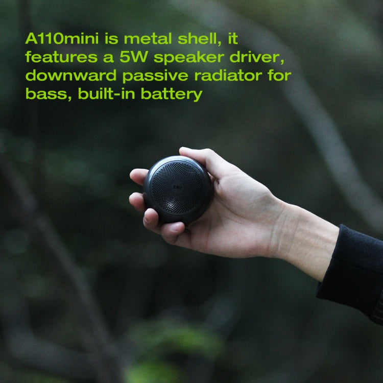 EWA A110mini High Hidelity Bluetooth Speaker Small Size High Power Bass, TWS Bluetooth Technology, Support TF(Black)