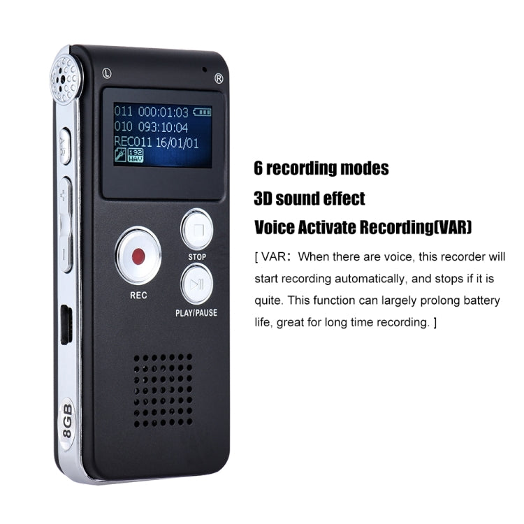 SK-012 8GB Voice Recorder USB Professional Dictaphone  Digital Audio With WAV MP3 Player VAR   Function Record(Purple)