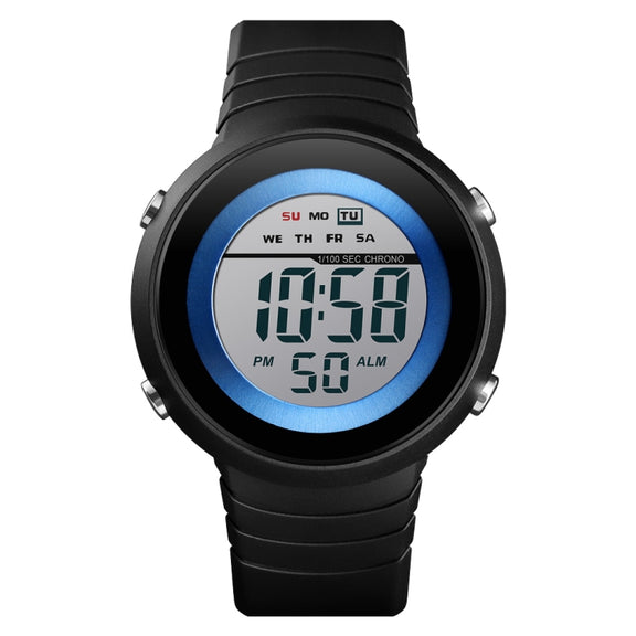 SKMEI 1497 Fashion Simple Backlight Single Display Electronic Watch Timing Alarm Watch(Blue White)