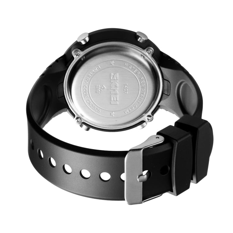 SKMEI 1497 Fashion Simple Backlight Single Display Electronic Watch Timing Alarm Watch(Blue White)