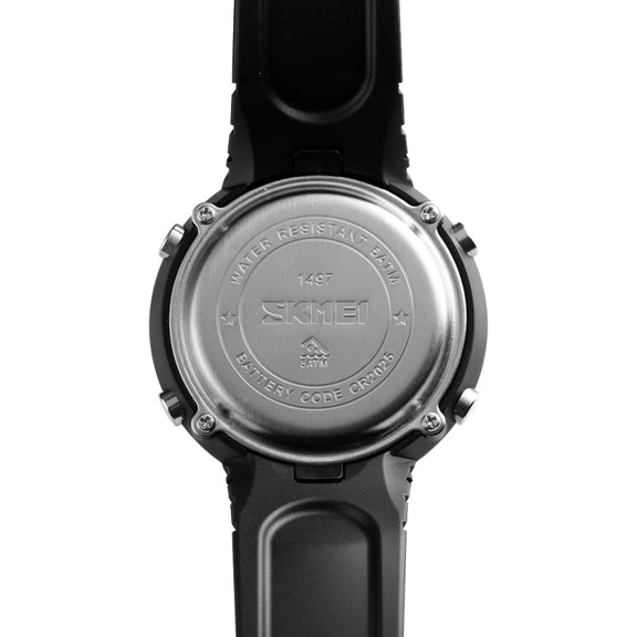 SKMEI 1497 Fashion Simple Backlight Single Display Electronic Watch Timing Alarm Watch(Black )