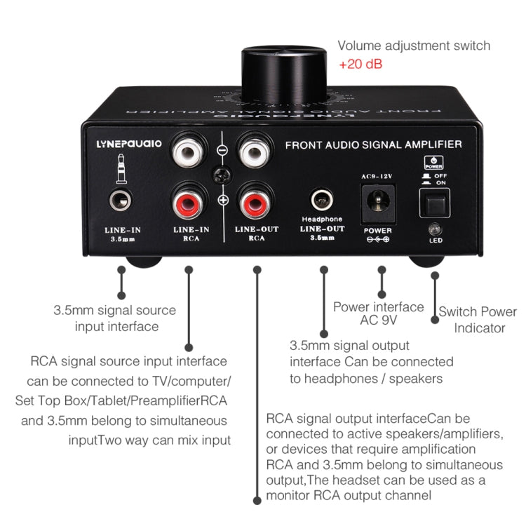 B015 Front Stereo Signal Amplifier Booster Headphones Speaker Amplifier Headset Dual-Audio Source