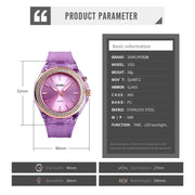 SkMEI 1553 Women LED Color Light Transparent Water-resistant Watch Inlaid With Water Drill(Blue)