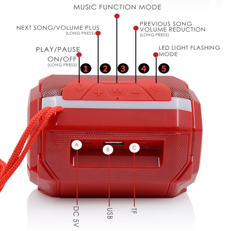T&G TG162 LED Stereo Portable Bluetooth Speaker Mini Wireless Speaker Subwoofer(Red)