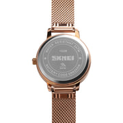 SKMEI 1528 Simple Fashion Lady Watch Casual Netting Scale(Silvery)