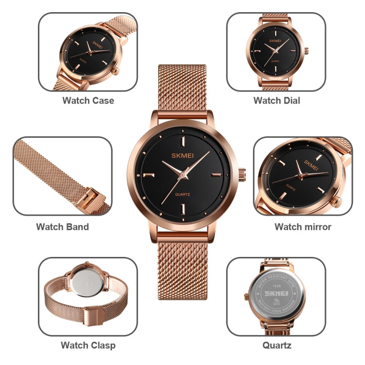 SKMEI 1528 Simple Fashion Lady Watch Casual Netting Scale(Silvery)