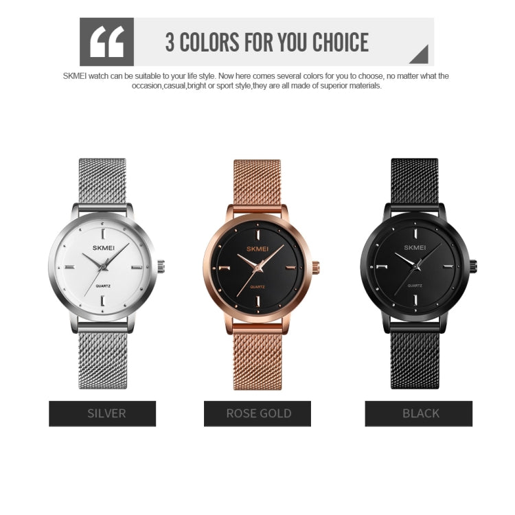 SKMEI 1528 Simple Fashion Lady Watch Casual Netting Scale(Silvery)