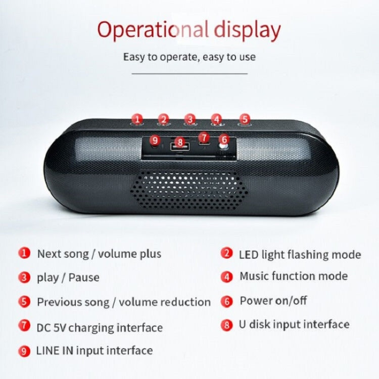 T&G TG148 Portable Stereo Audio Super Bass LED Lantern Pill Wireless Bluetooth Speaker(Red)