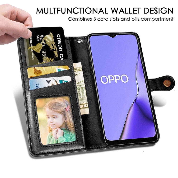 For OPPO A5 2020 / A9 2020 Retro Solid Color Leather Buckle Phone Case with Lanyard & Photo Frame & Card Slot & Wallet & Stand Function(Red)