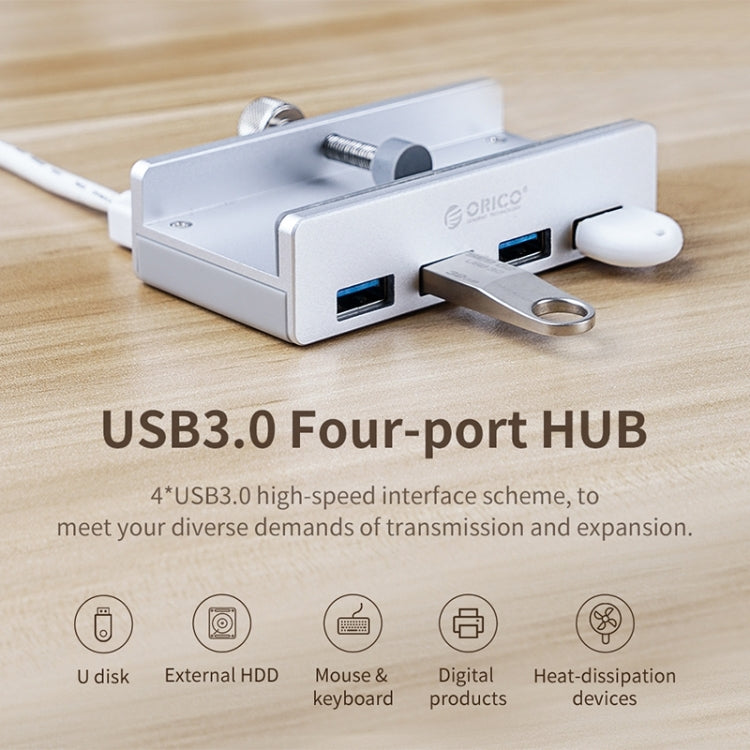 ORICO  MH4PU-P Aluminum Alloy 4 Ports USB3.0 Clip-type HUB(Silver)