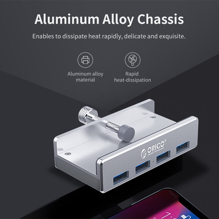 ORICO  MH4PU-P Aluminum Alloy 4 Ports USB3.0 Clip-type HUB(Silver)