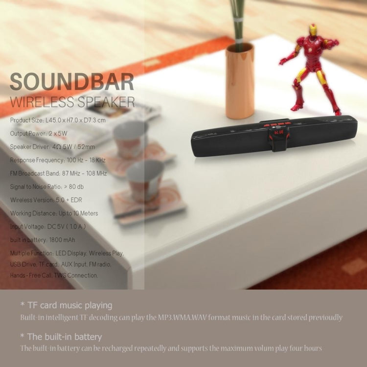 New Rixing NR7017 TWS Portable 10W Stereo Surround Soundbar Bluetooth Speaker with Microphone(Red)