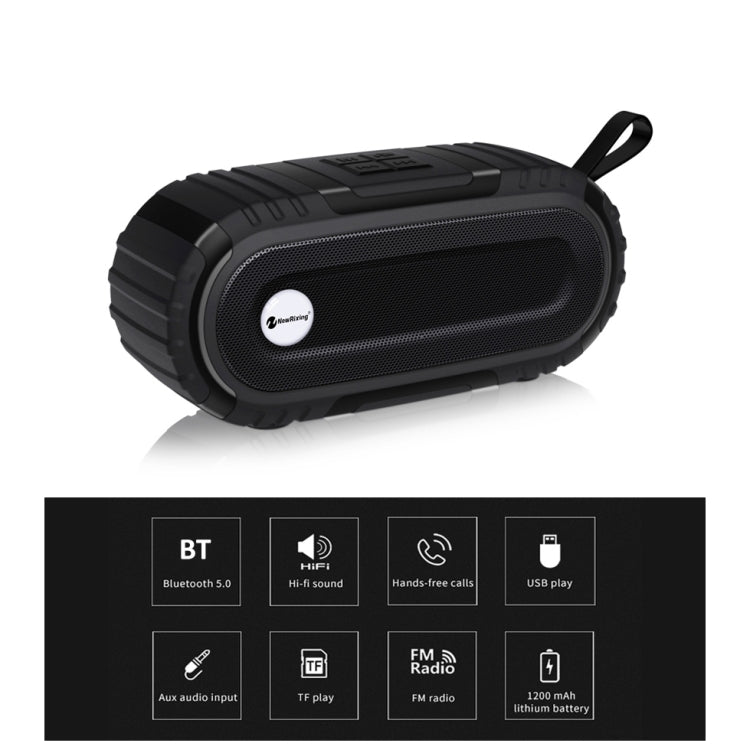New Rixing NR5016 Wireless Portable Bluetooth Speaker Stereo Sound 10W System Music Subwoofer Column, Support TF Card, FM(Red)