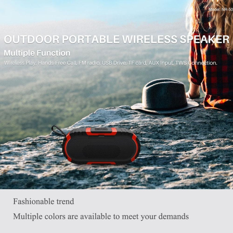 New Rixing NR5016 Wireless Portable Bluetooth Speaker Stereo Sound 10W System Music Subwoofer Column, Support TF Card, FM(Red)