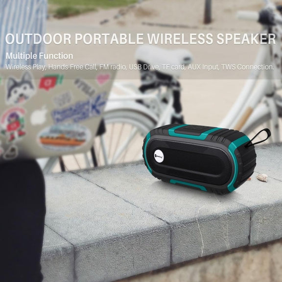 New Rixing NR5016 Wireless Portable Bluetooth Speaker Stereo Sound 10W System Music Subwoofer Column, Support TF Card, FM(Green)