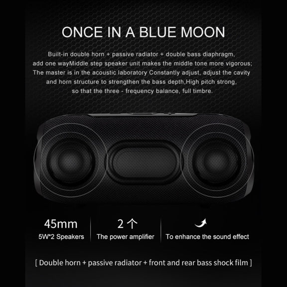 New Rixing NR5016 Wireless Portable Bluetooth Speaker Stereo Sound 10W System Music Subwoofer Column, Support TF Card, FM(Green)