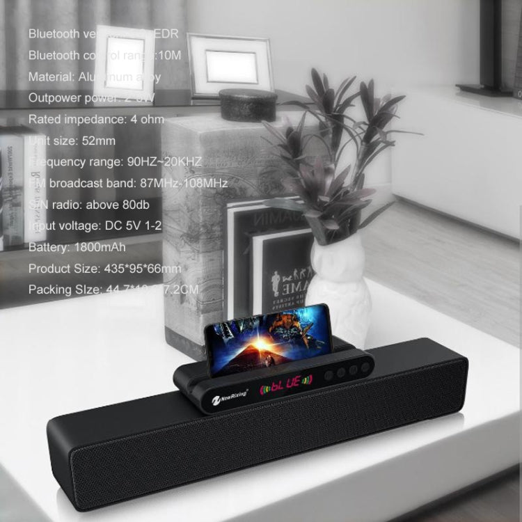 Newrixing NR-5017 LED Bluetooth Portable Speaker TWS Connection Loudspeaker Sound System 10W Stereo Surround Speaker(Black)