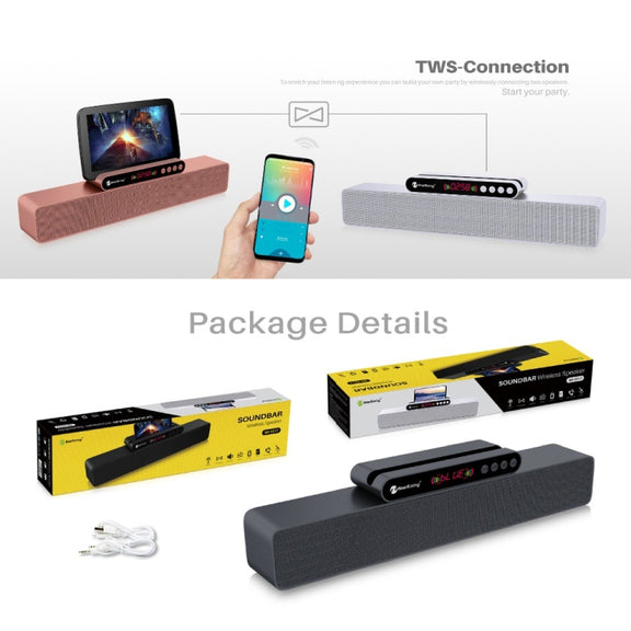 Newrixing NR-5017 LED Bluetooth Portable Speaker TWS Connection Loudspeaker Sound System 10W Stereo Surround Speaker(Black)