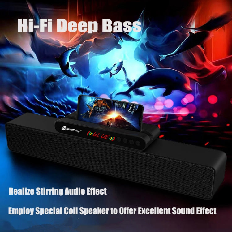 Newrixing NR-5017 LED Bluetooth Portable Speaker TWS Connection Loudspeaker Sound System 10W Stereo Surround Speaker(Black)