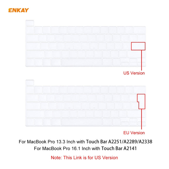 ENKAY TPU Soft Keyboard Protector for MacBook Pro 16 inch A2141 / Pro 13.3 inch A2289 & A2251 & A2338 (2020), US Version