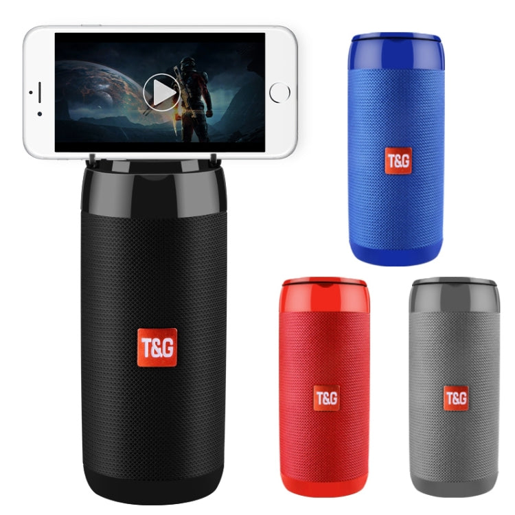 T&G TG113C Column Portable Bluetooth Mini Speaker FM Radio Water-resistant Subwoofer Phone Holder Wireless Loundpeakers(Blue)