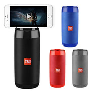 T&G TG113C Column Portable Bluetooth Mini Speaker FM Radio Water-resistant Subwoofer Phone Holder Wireless Loundpeakers(Red)