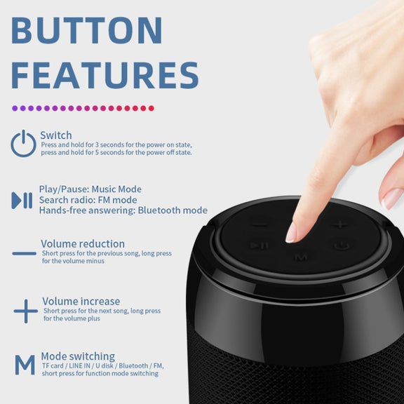 T&G TG113C Column Portable Bluetooth Mini Speaker FM Radio Water-resistant Subwoofer Phone Holder Wireless Loundpeakers(Red)