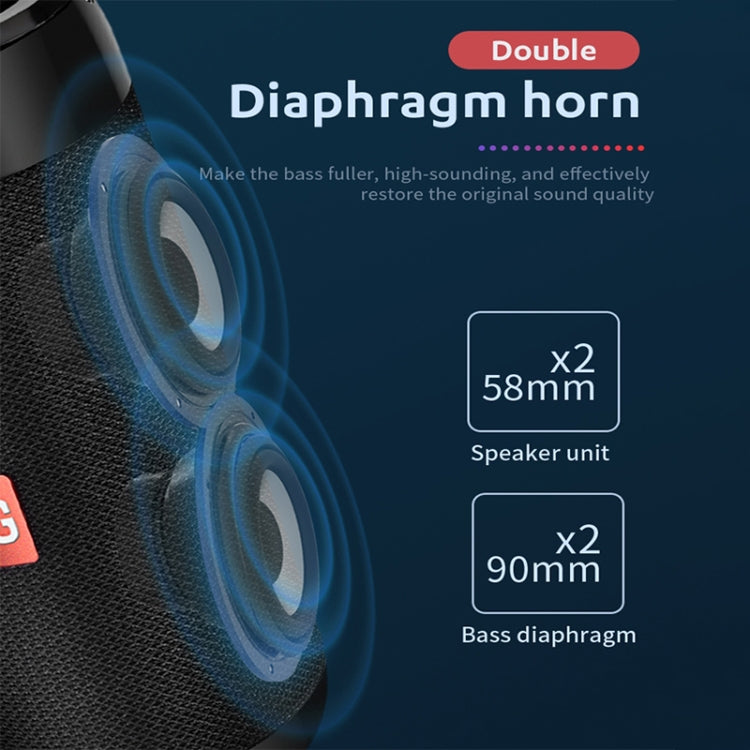 T&G TG113C Column Portable Bluetooth Mini Speaker FM Radio Water-resistant Subwoofer Phone Holder Wireless Loundpeakers(Red)
