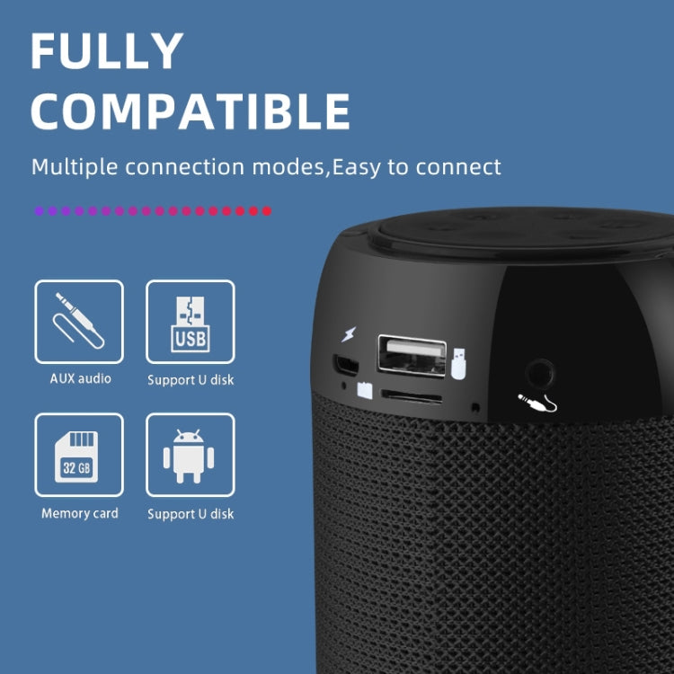 T&G TG113C Column Portable Bluetooth Mini Speaker FM Radio Water-resistant Subwoofer Phone Holder Wireless Loundpeakers(Red)