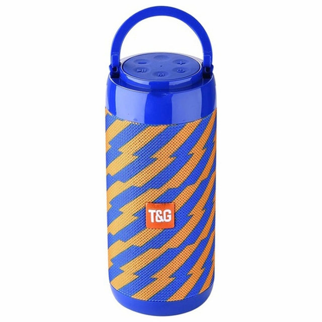 T&G TG113C Column Portable Bluetooth Mini Speaker FM Radio Water-resistant Subwoofer Phone Holder Wireless Loundpeakers(Orange+Blue)