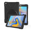 For Galaxy  Tab A 10.5 T590/T595 360 Degree Rotation PC + Silicone Protective Case with Holder & Hand-strap(Black) - Tab A 10.5 by PMC TechLife | Online Shopping South Africa | PMC TechLife