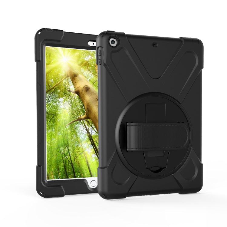For Galaxy  Tab A 10.5 T590/T595 360 Degree Rotation PC + Silicone Protective Case with Holder & Hand-strap(Black)