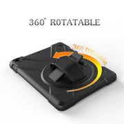 For Galaxy  Tab A 10.5 T590/T595 360 Degree Rotation PC + Silicone Protective Case with Holder & Hand-strap(Black)
