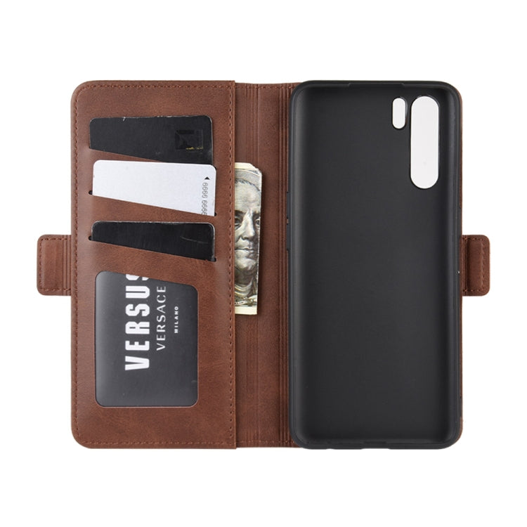 For OPPO A91 Dual-side Magnetic Buckle Horizontal Flip PU Leather Case with Holder & Card Slots & Wallet(Brown)