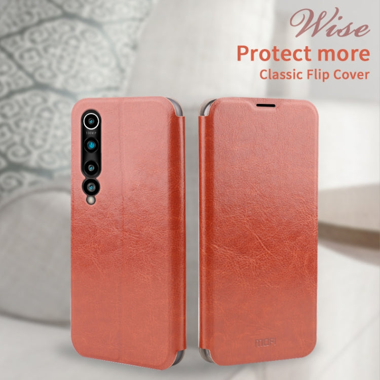 For Xiaomi Mi 10 Pro MOFI Rui Series Classical Leather Embedded Steel Plate All-inclusive Horizontal Flip PU Leather Case(Blue)