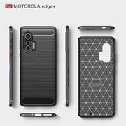 For Motorola Moto Edge Plus 2020 Brushed Texture Carbon Fiber TPU Case(Black)