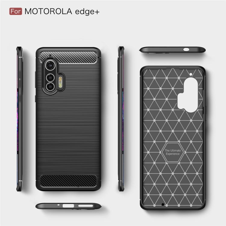 For Motorola Moto Edge Plus 2020 Brushed Texture Carbon Fiber TPU Case(Black)