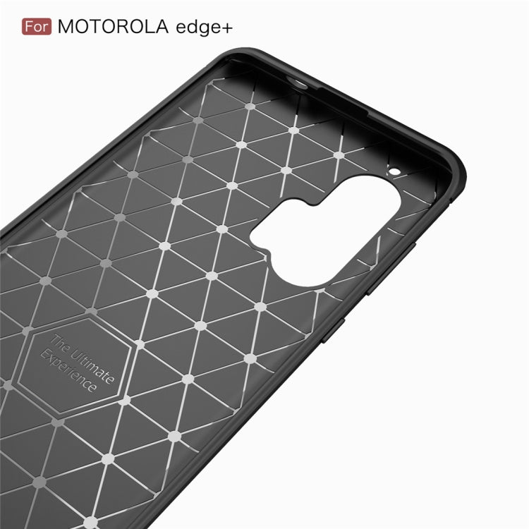 For Motorola Moto Edge Plus 2020 Brushed Texture Carbon Fiber TPU Case(Black)