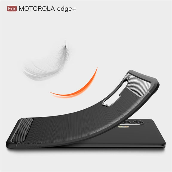 For Motorola Moto Edge Plus 2020 Brushed Texture Carbon Fiber TPU Case(Black)